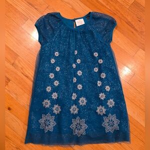 Hanna Andersson Teal Blue Glitter Snowflake Dress